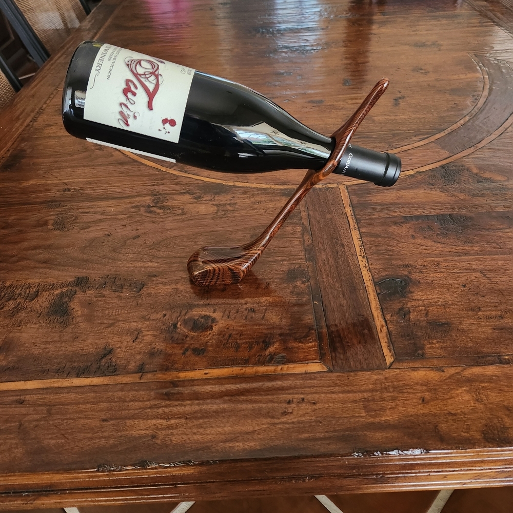 Solid Wood Golf Club Wine Bottle Holder